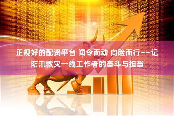 正规好的配资平台 闻令而动&#32;向险而行——记防汛救灾一线工作者的奋斗与担当